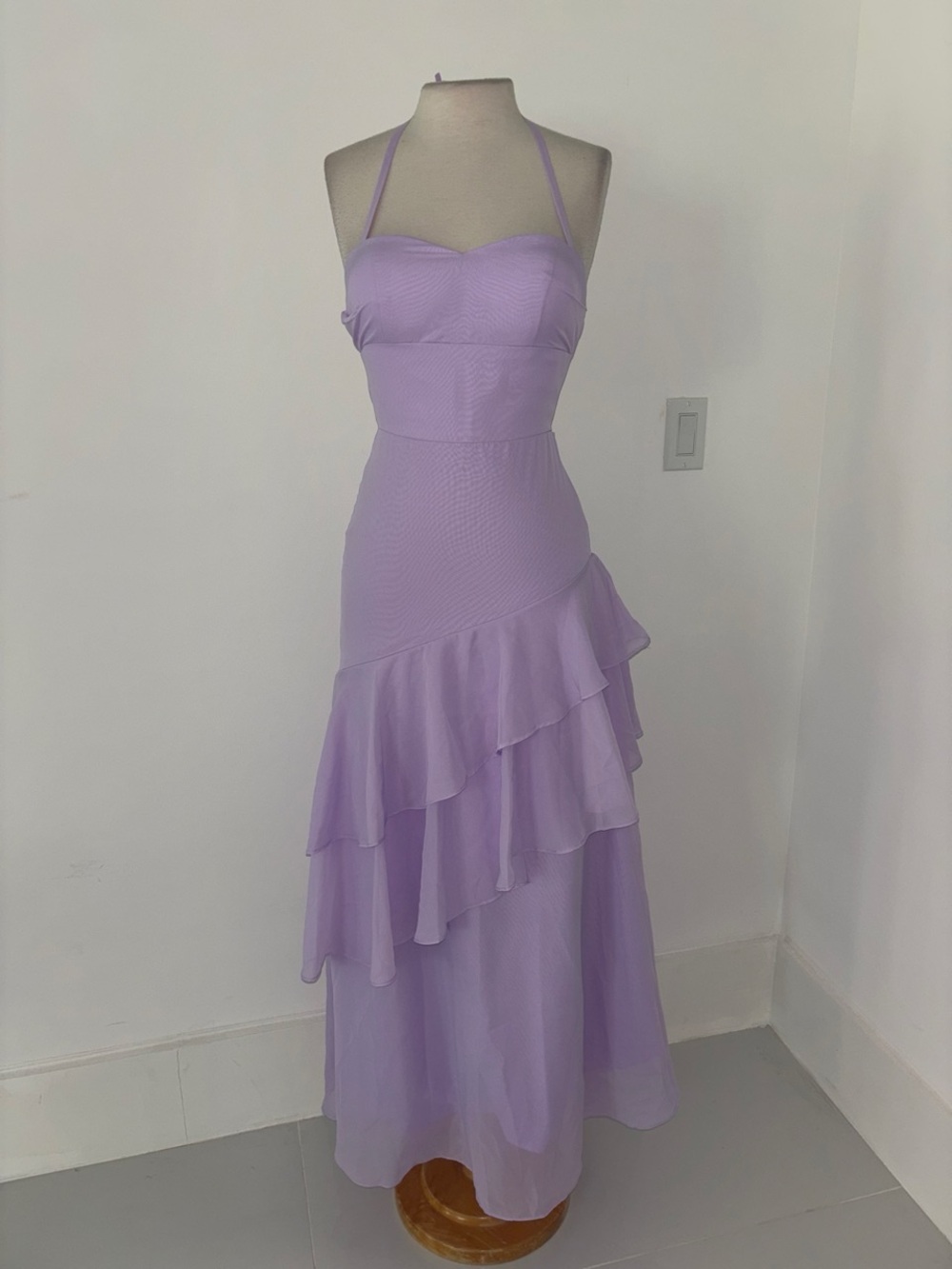 Lavender Halter Ruffle Maxi Dress size 0 #250